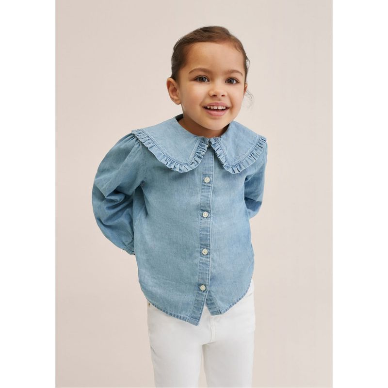 MANGO KIDS Blusa Denim Cuello Babydoll Luna Niña
