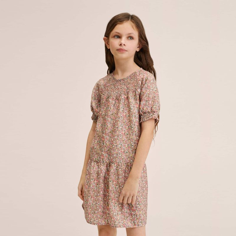 MANGO KIDS - Mango Kids Vestido Estampado Floral Orquidea Niña
