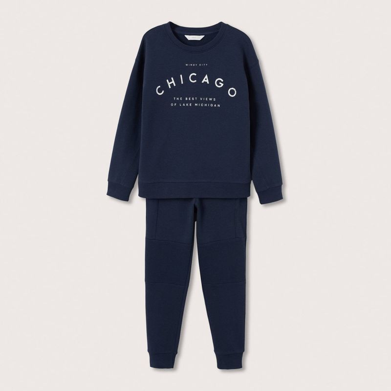 MANGO KIDS - Pack Polerón y Pantalón Buzo Jogger Niño Algodón Mango Kids