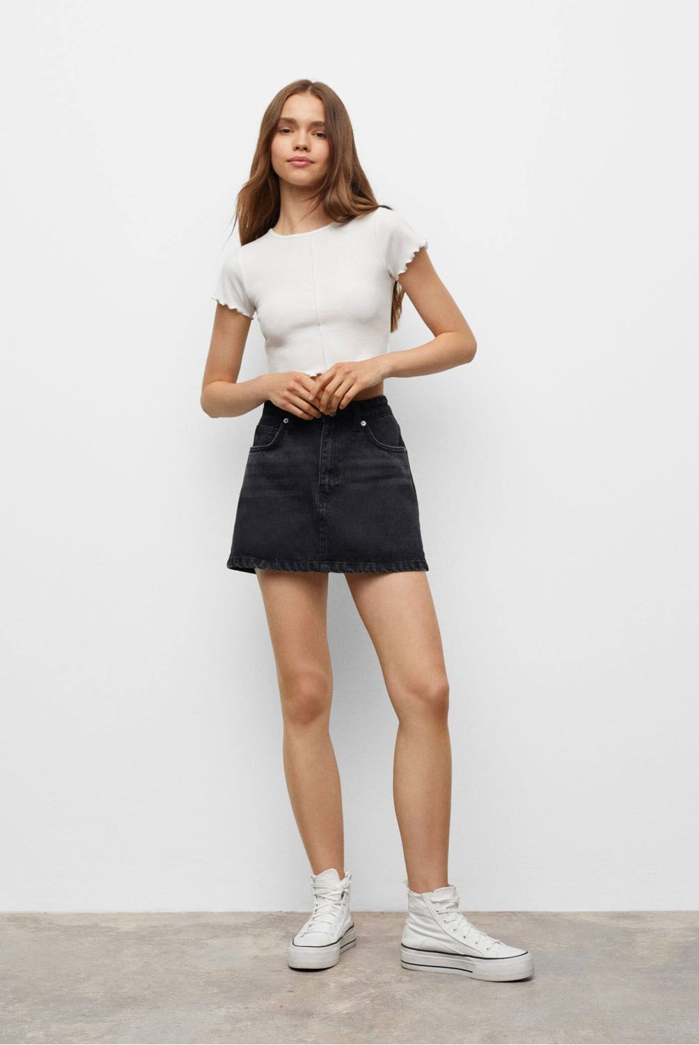 MANGO TEEN - Mango Teens Falda Pantalón Denim Skort Mujer