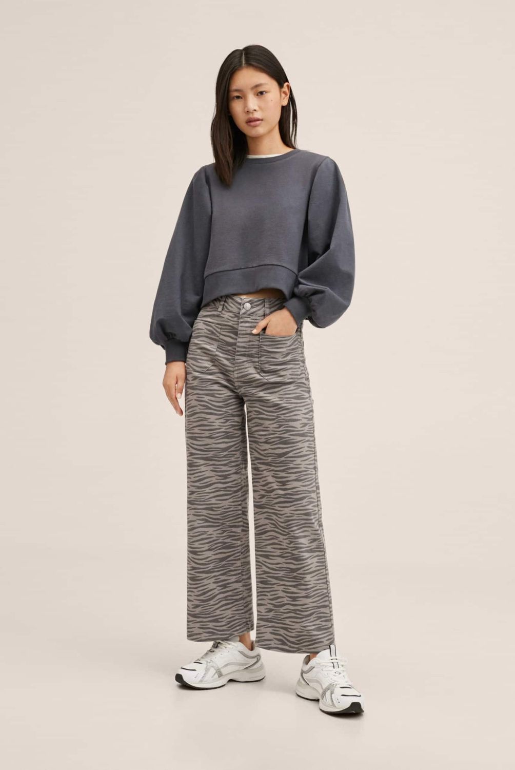 MANGO TEEN - Mango Teens Jeans Wide Leg Tiro Alto Mujer