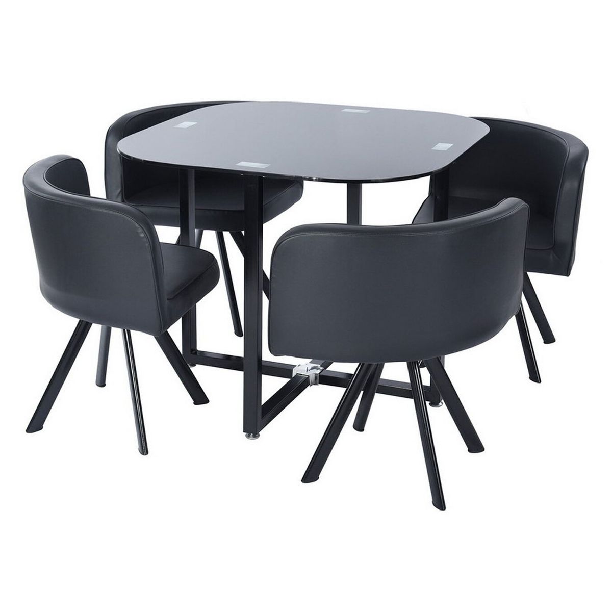 NOVAHUS - Juego Comedor 4 Sillas Ajedrez Negro