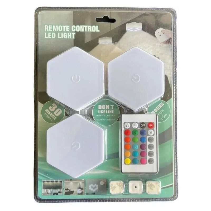 GENERICO - Lampara de Pared Hexagonal con Sensor Táctil/Contr