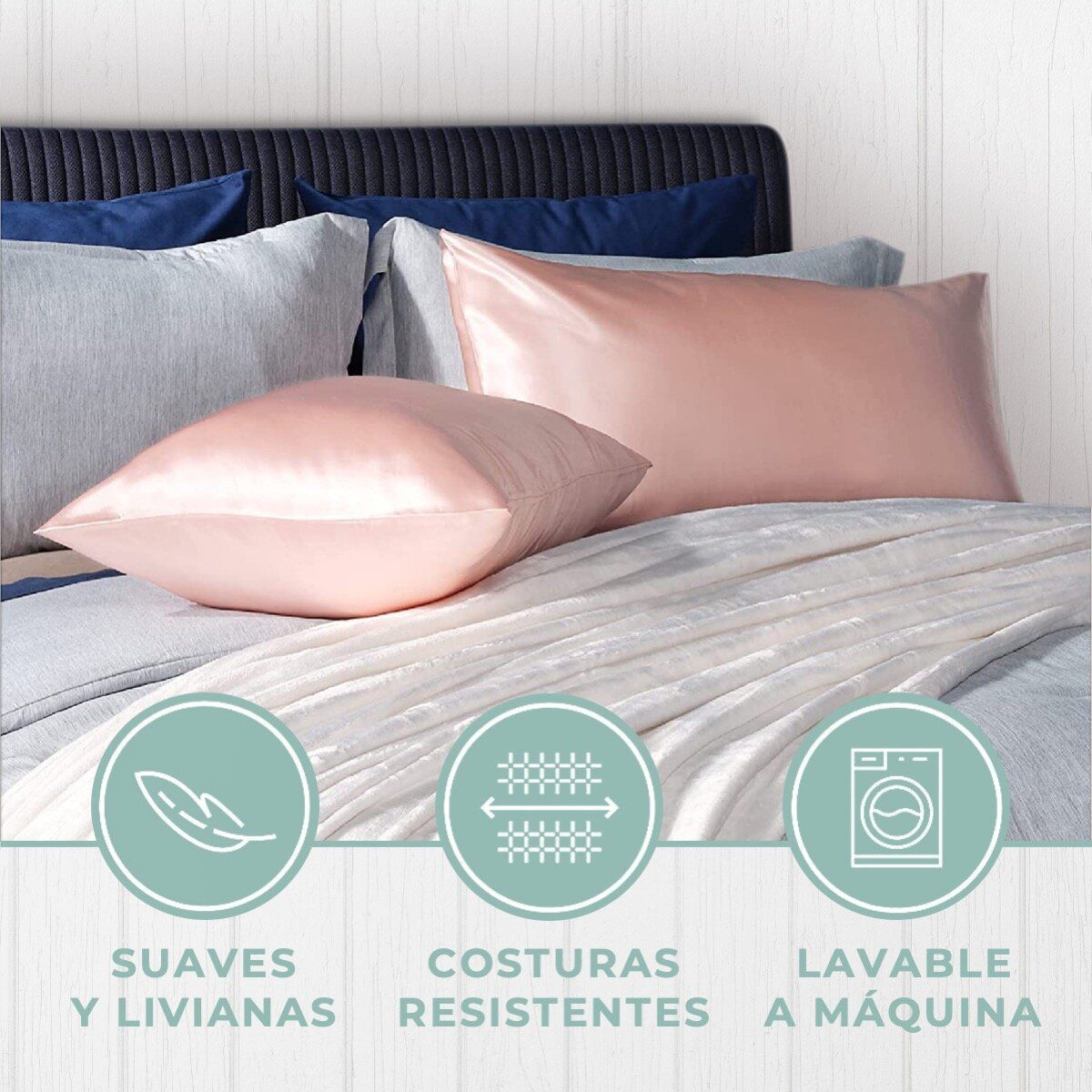 CASATUA - Funda Almohada Satin Set 2 Unidades 50X76 Cm