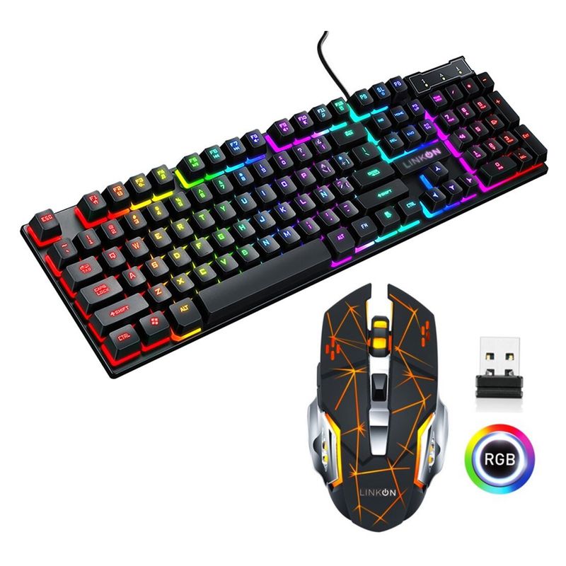 LINKON - Set Gamer Teclado Iluminado Mouse Inalambrico Usb