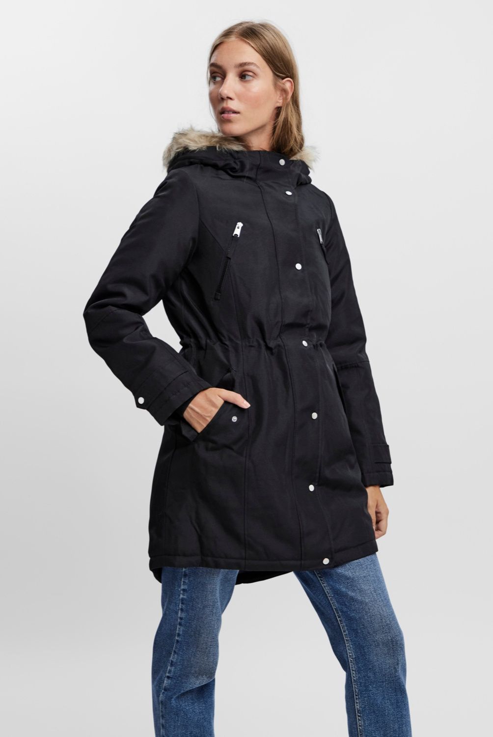 VERO MODA - Parka Acolchada Capucha Pelos Mujer