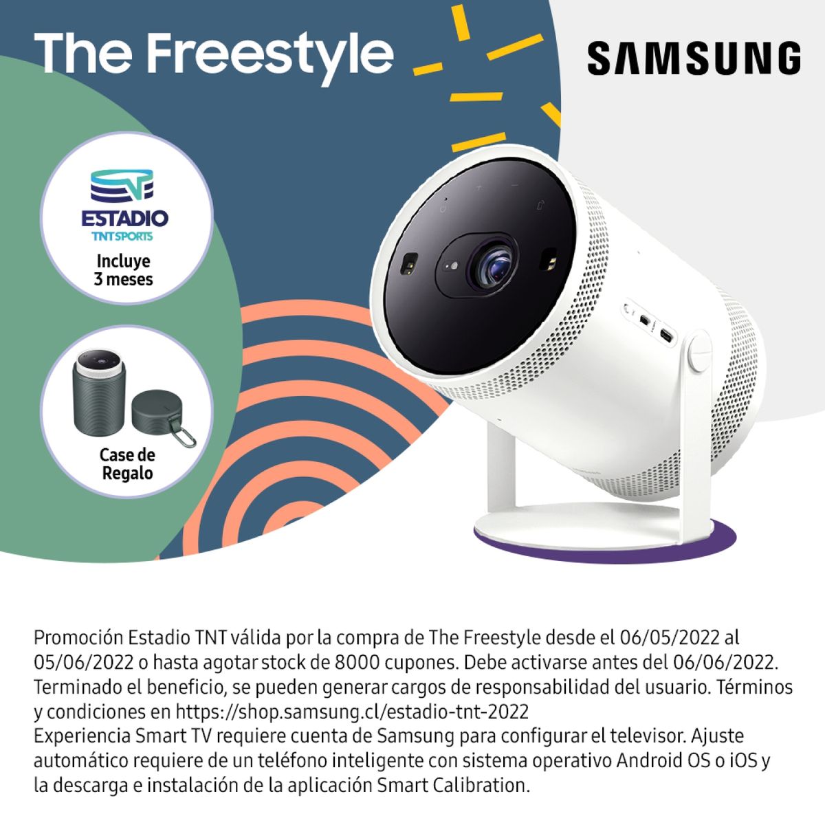 SAMSUNG - Proyector The Freestyle Sp-Lsp3 360° 30~100' 2022 Samsung