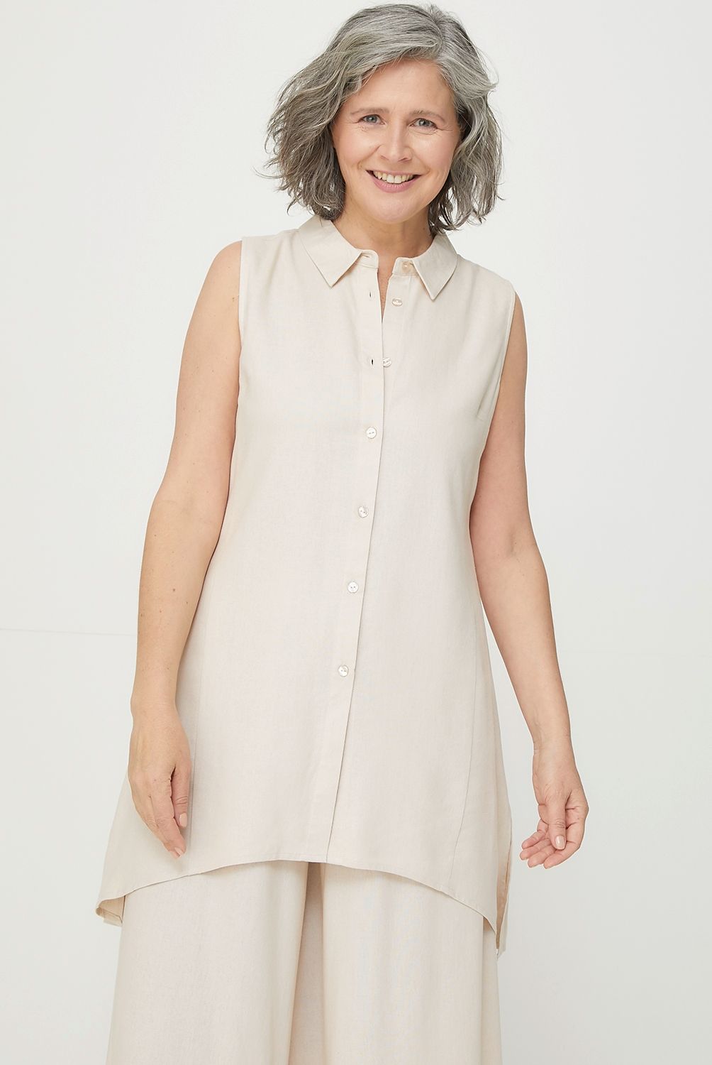 S COCCI - Stefano Cocci Blusa Sin Mangas Lino Mujer