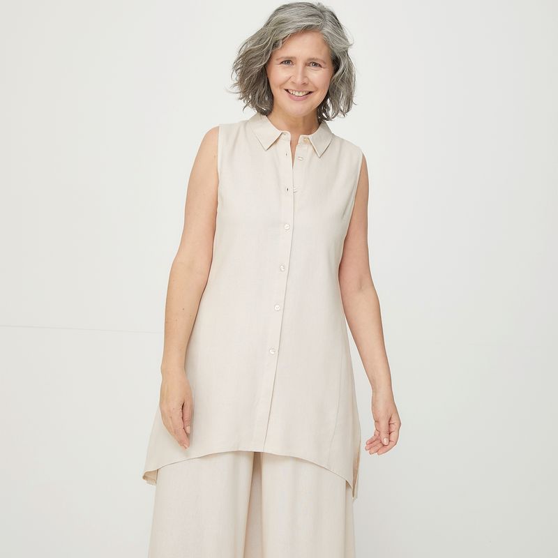 S COCCI - Stefano Cocci Blusa Sin Mangas Lino Mujer