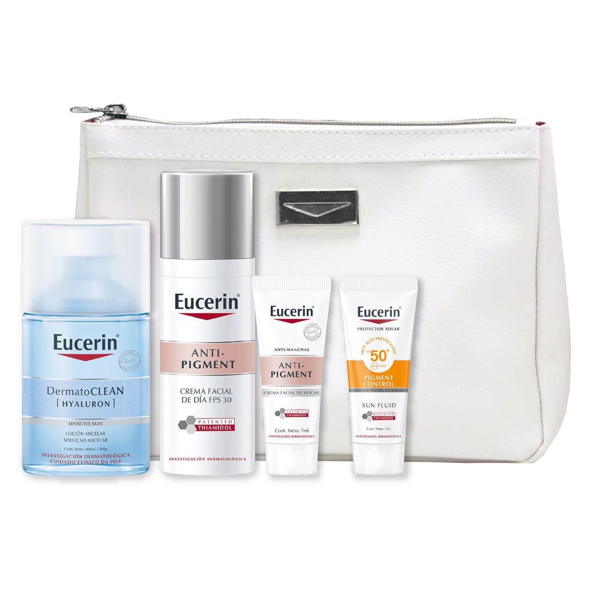 EUCERIN - Pack Eucerin Anti-Pigment Micelar 100ml + Crema Anti-Pigment día 50ml + Mini Anti-Pigment noche 7ml + Mini Sun Pigment Control 7ml + Cosmetiquero