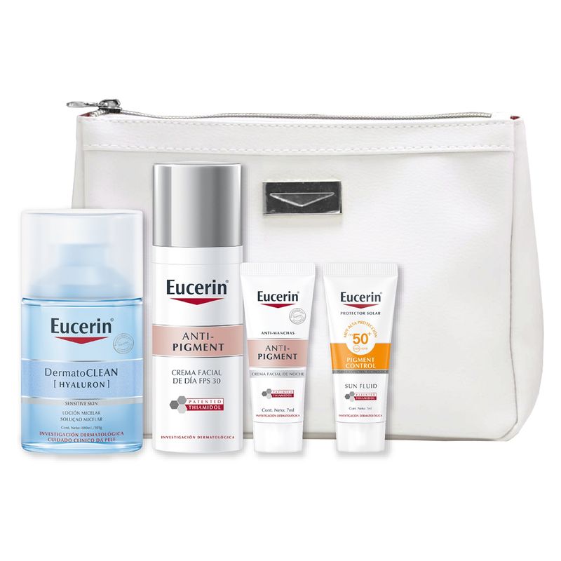 EUCERIN - Pack Eucerin Anti-Pigment Micelar 100ml + Crema Anti-Pigment día 50ml + Mini Anti-Pigment noche 7ml + Mini Sun Pigment Control 7ml + Cosmetiquero