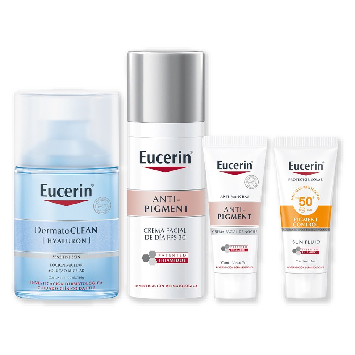 EUCERIN - Pack Eucerin Anti-Pigment Micelar 100ml + Crema Anti-Pigment día 50ml + Mini Anti-Pigment noche 7ml + Mini Sun Pigment Control 7ml + Cosmetiquero