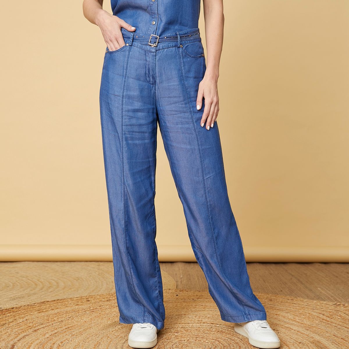 S COCCI - Stefano Cocci Pantalon Palazzo Tiro Medio Lyocell Mujer