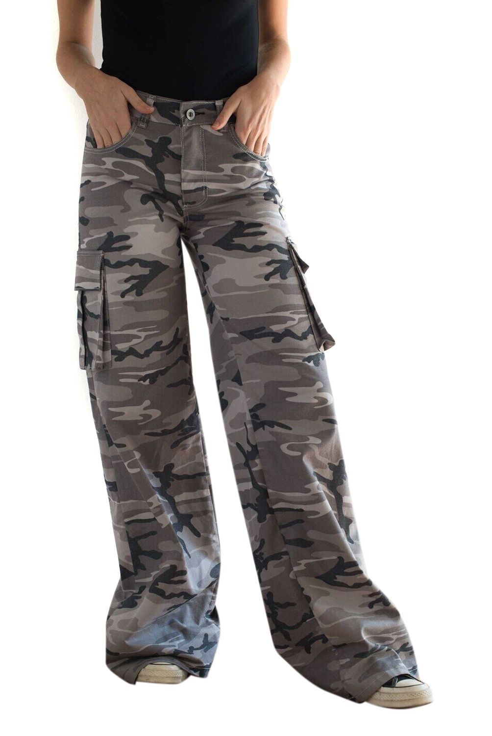 ME QUIERE MUCHO POQUITO NADA - Pantalón Bolsillo Camuflado Gris
