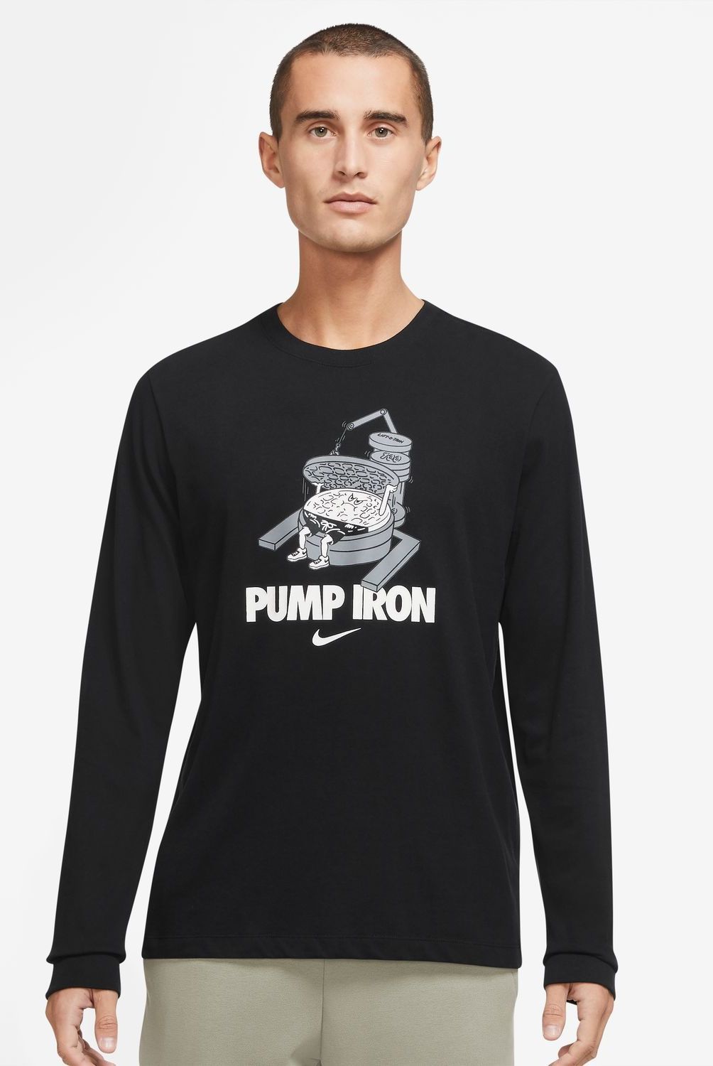 NIKE - Polera manga larga fitness hombre