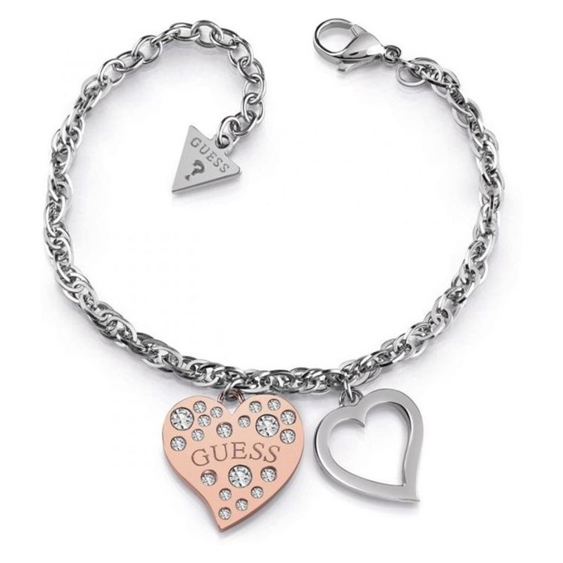 GUESS - Guess Pulsera Plateada Mujer Corazones