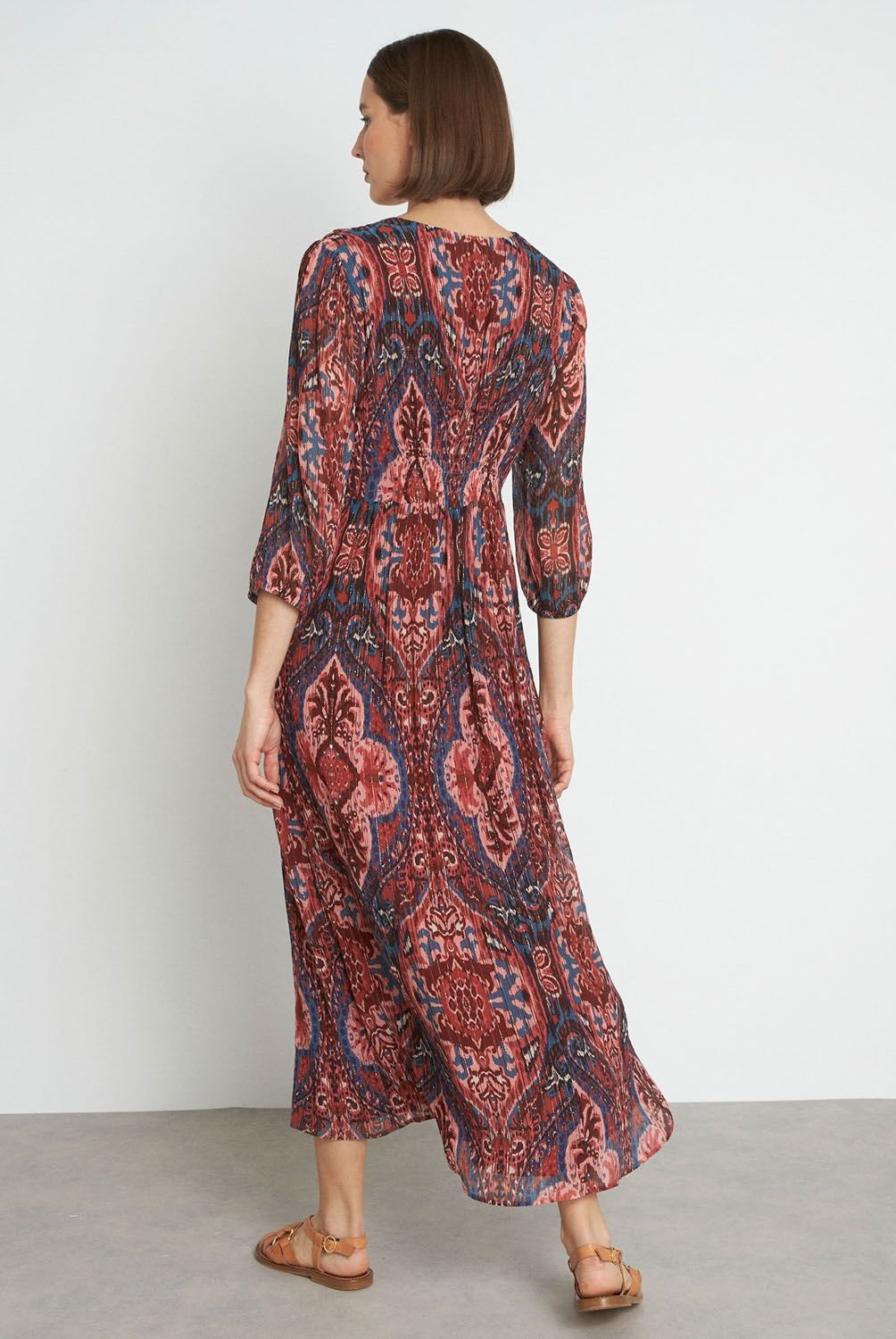 MAISON 123 - Vestido Estampado Largo Manga 3/4 Mujer