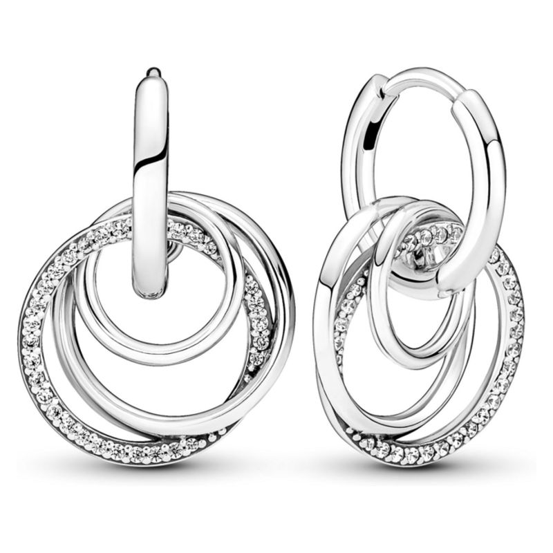 PANDORA - Aros Círculos Entrelazados De Plata Mujer Pandora