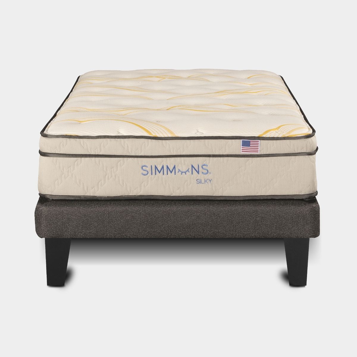 SIMMONS - Cama Europea Base Normal Silky Plus 1.5P Gris Simmons