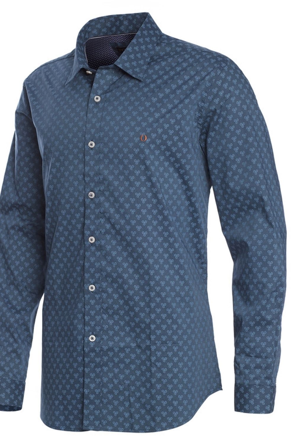 POTROS - Camisa Estampada Spandex Cuello Semi Italiano Spor