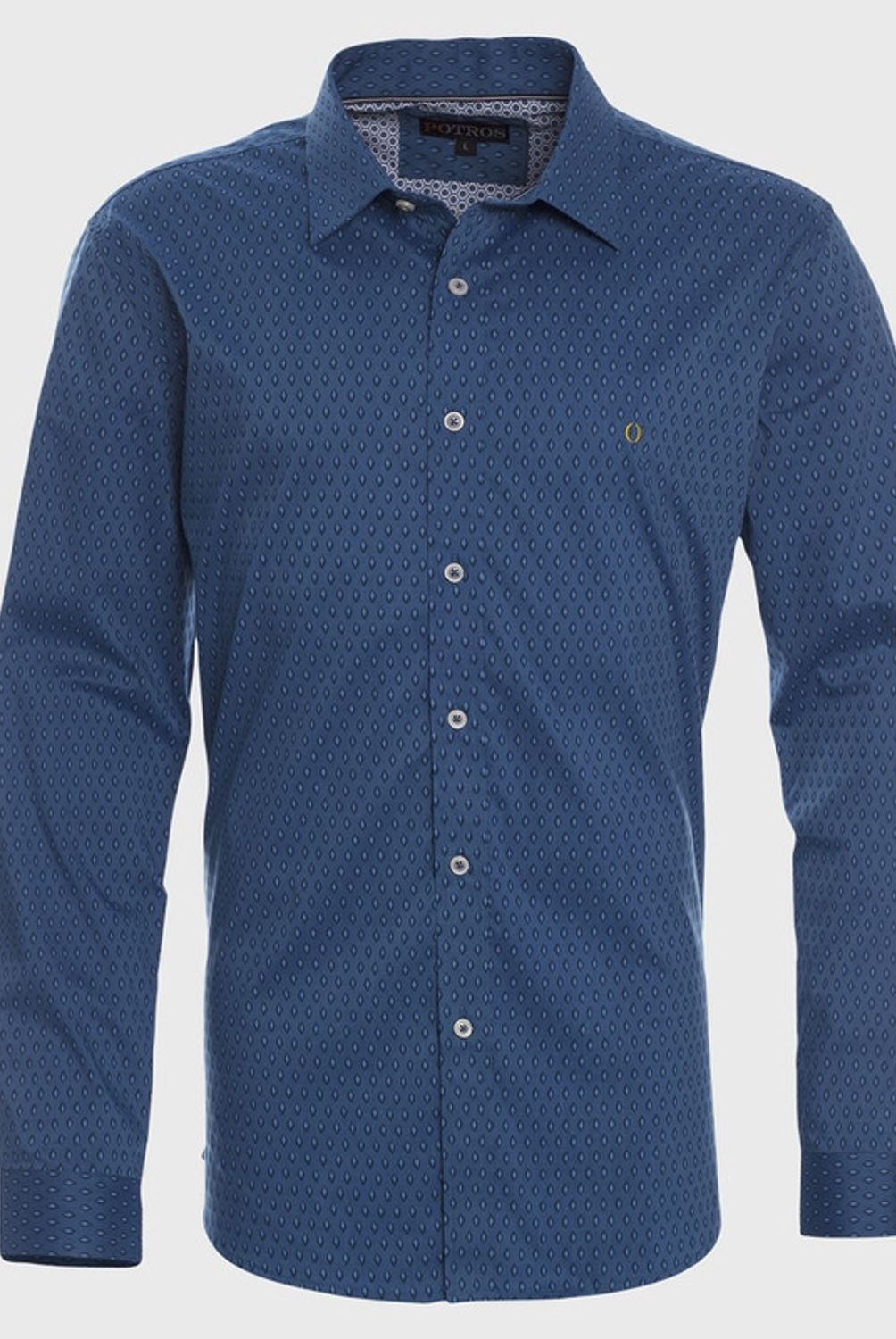 POTROS - Camisa Estampada Spandex Cuello Semi Italiano Spor