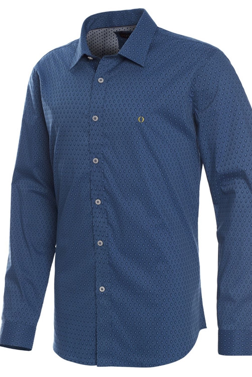 POTROS - Camisa Estampada Spandex Cuello Semi Italiano Spor