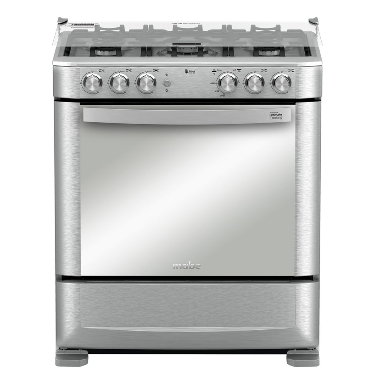 MABE - Cocina 5 Quemadores Horno De 84.8 Lt Con Grill Gas Licuado Andes7650Fx1 Mabe