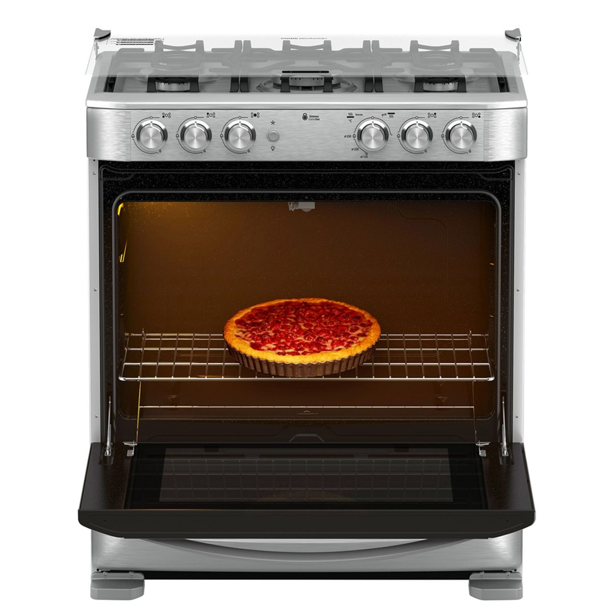 MABE - Cocina 5 Quemadores Horno De 84.8 Lt Con Grill Gas Licuado Andes7650Fx1 Mabe