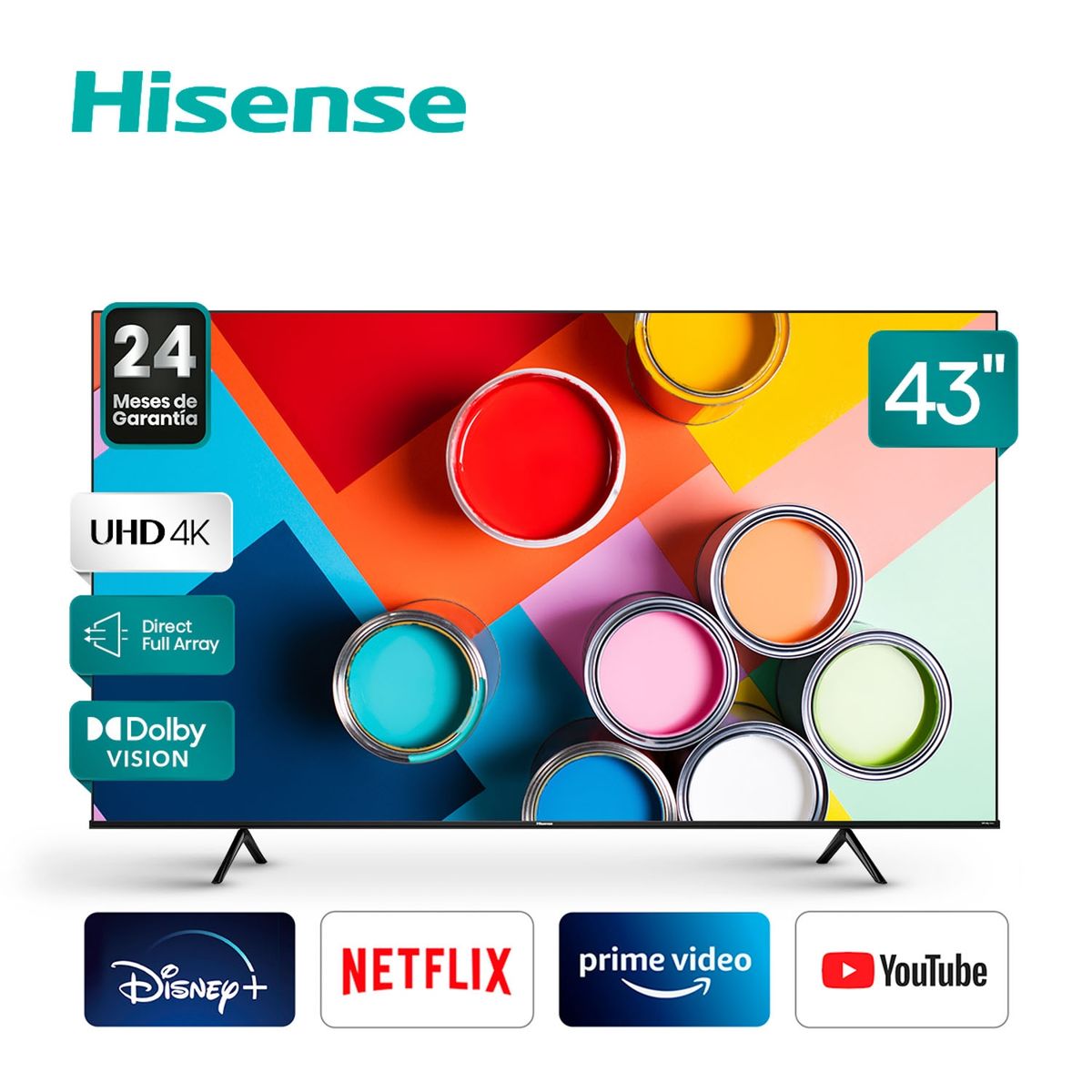 HISENSE - Smart TV LED Televisor 43" A6H UHD Hisense