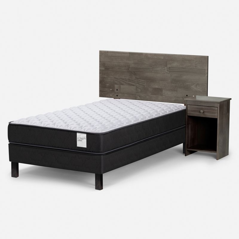 ROSEN - Cama Europea Wave 1 Plaza + Respaldo + Velador Rosen