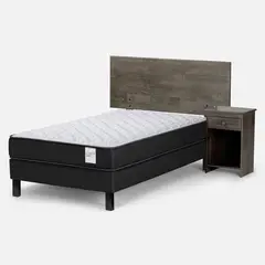 ROSEN - Cama Europea Wave 1 Plaza + Respaldo + Velador