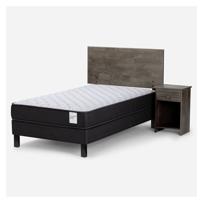 ROSEN - Cama Europea Wave 1.5 Plazas + Respaldo + Velador Rosen