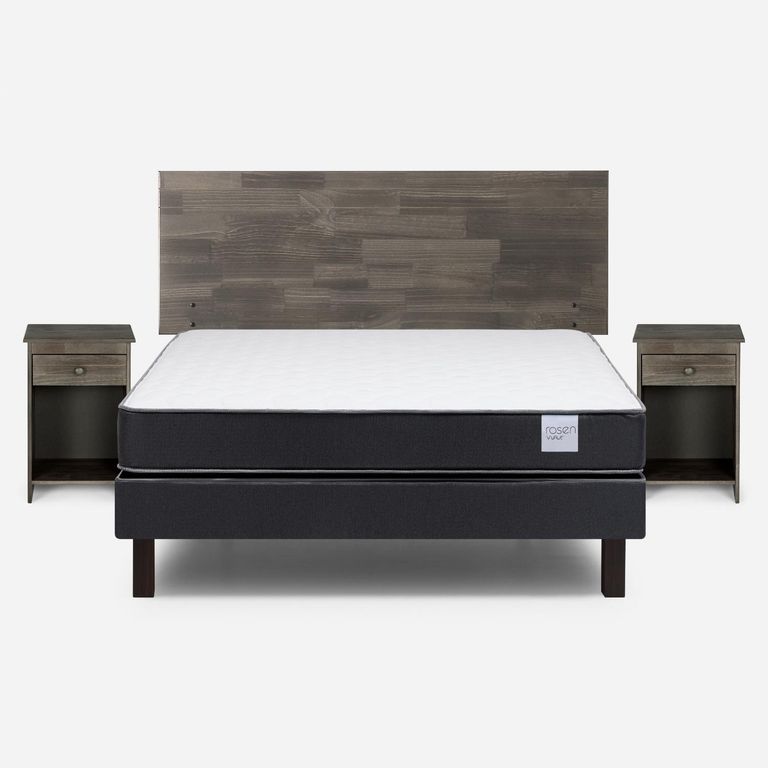 Cama Europea Wave 2 Plazas x 1.90 mt Base Normal + Respaldo + 2 Veladores