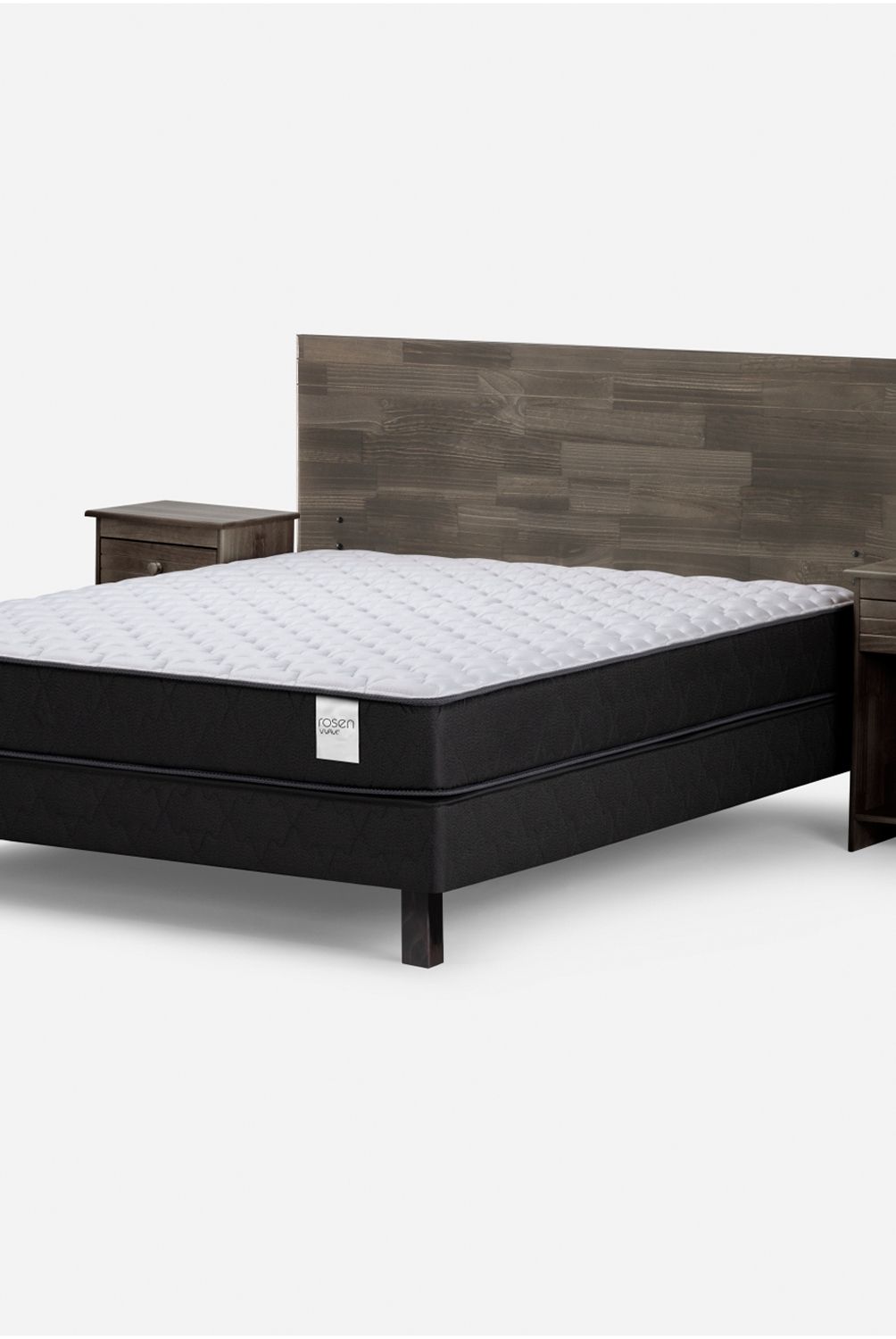 ROSEN - Cama Europea Wave 2 Plazas + Respaldo + 2 Veladores Rosen