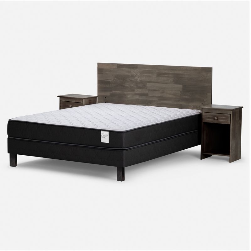 ROSEN - Cama Europea Wave 2 Plazas + Respaldo + 2 Veladores Rosen