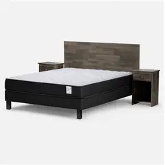 ROSEN - Cama Europea Wave 2 Plazas + Respaldo + 2 Veladores