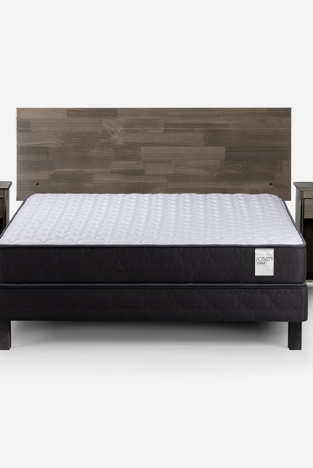 ROSEN - Cama Europea Wave 2 Plazas + Respaldo + 2 Veladores Rosen