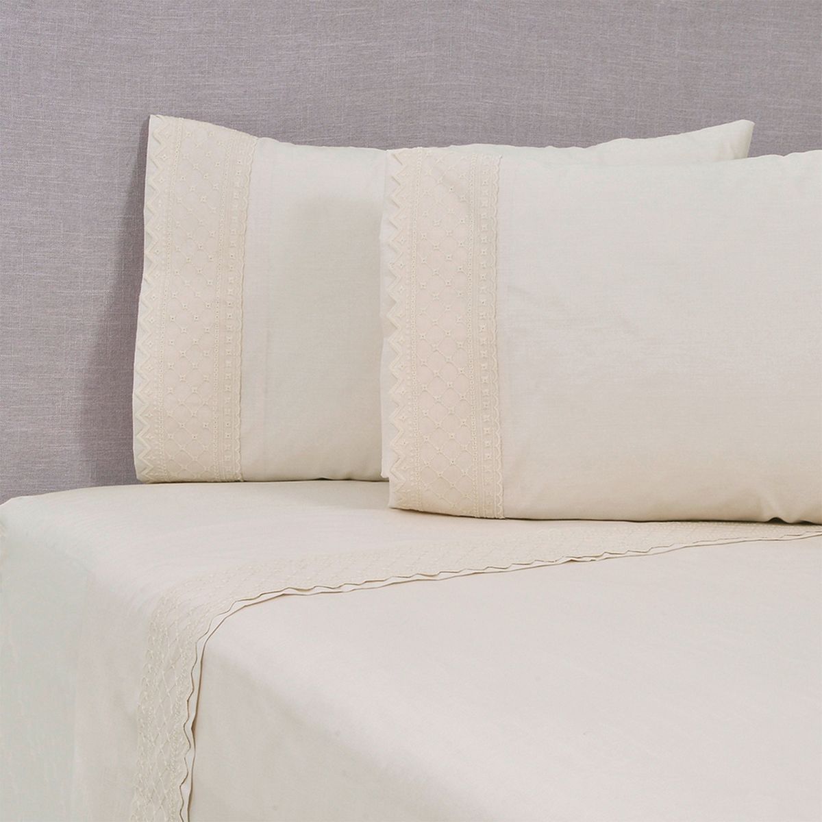 MASHINI - Juego de Sábanas Broderie Bricks Spa Mashini