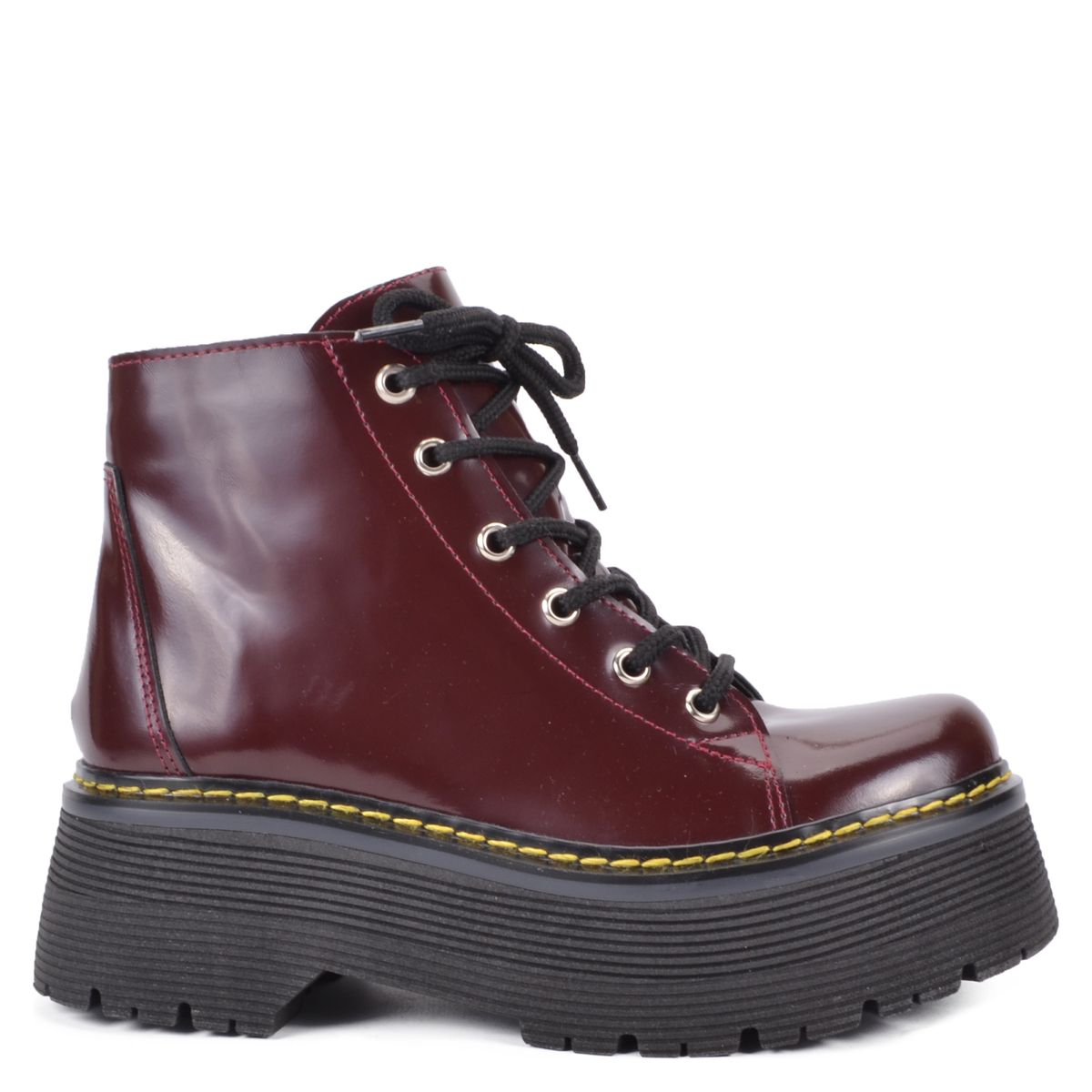 JOKU - Botín Mujer Cuero Burdeo Joku