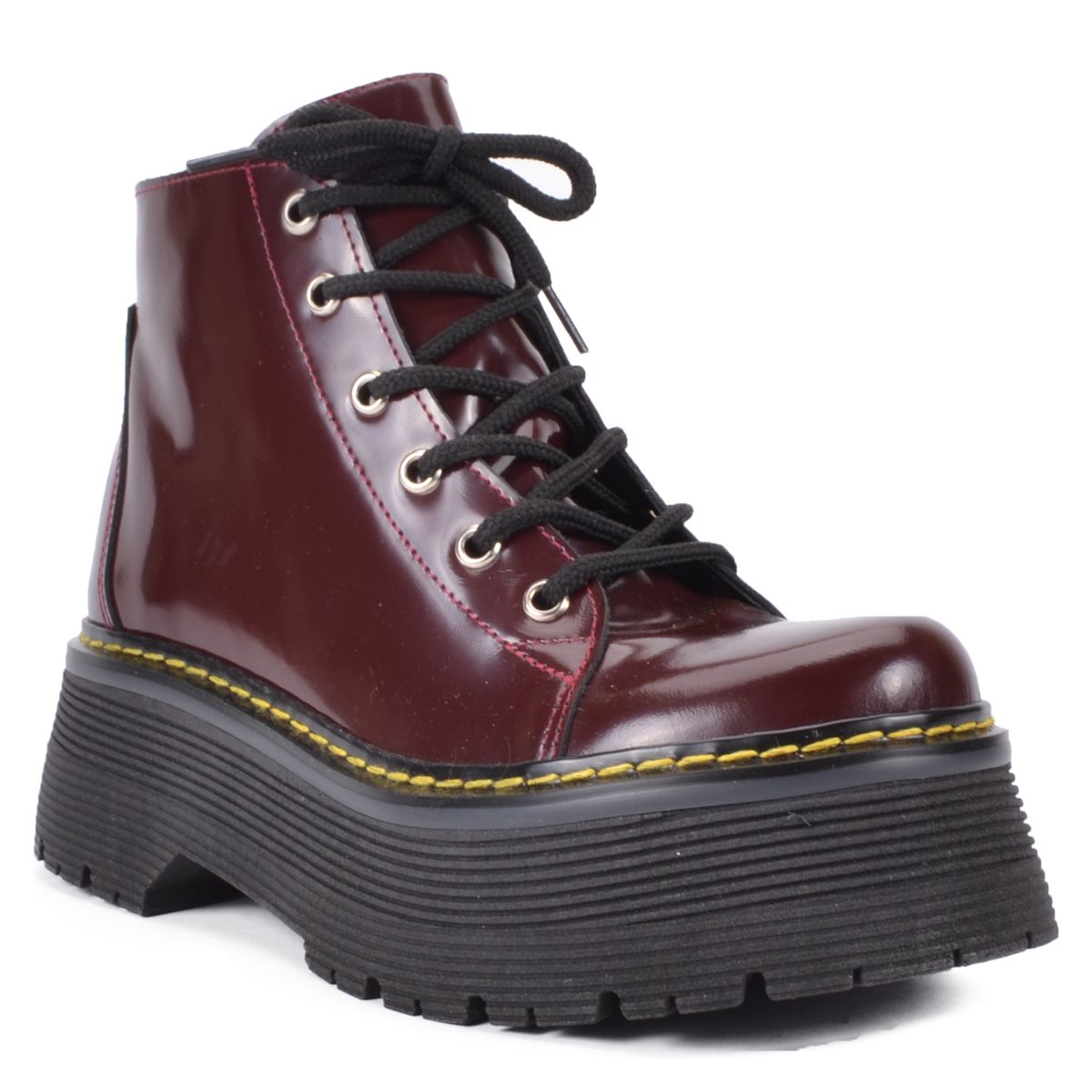 JOKU - Botín Mujer Cuero Burdeo Joku