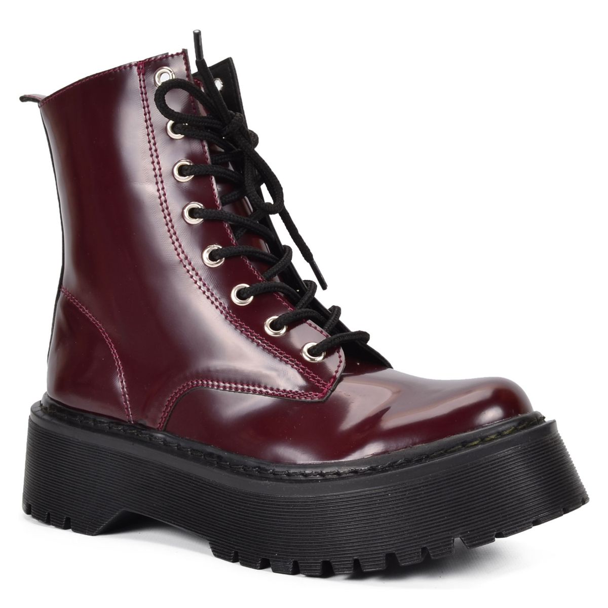 JOKU - Botín Mujer Cuero Burdeo Joku