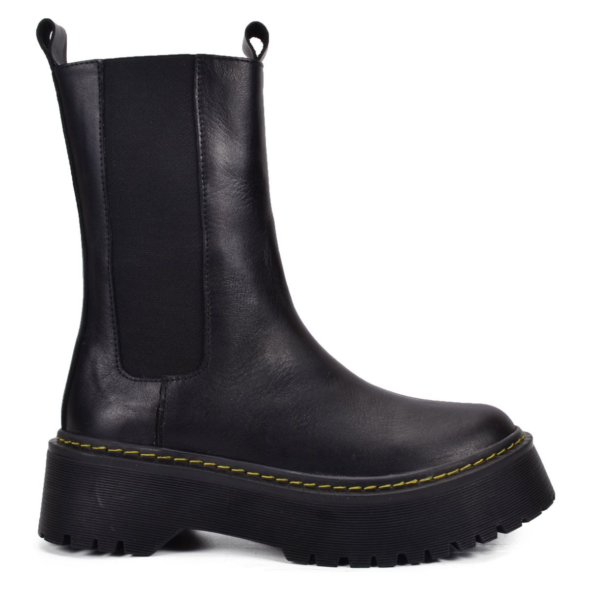 JOKU - Bota Mujer Cuero Negro Joku