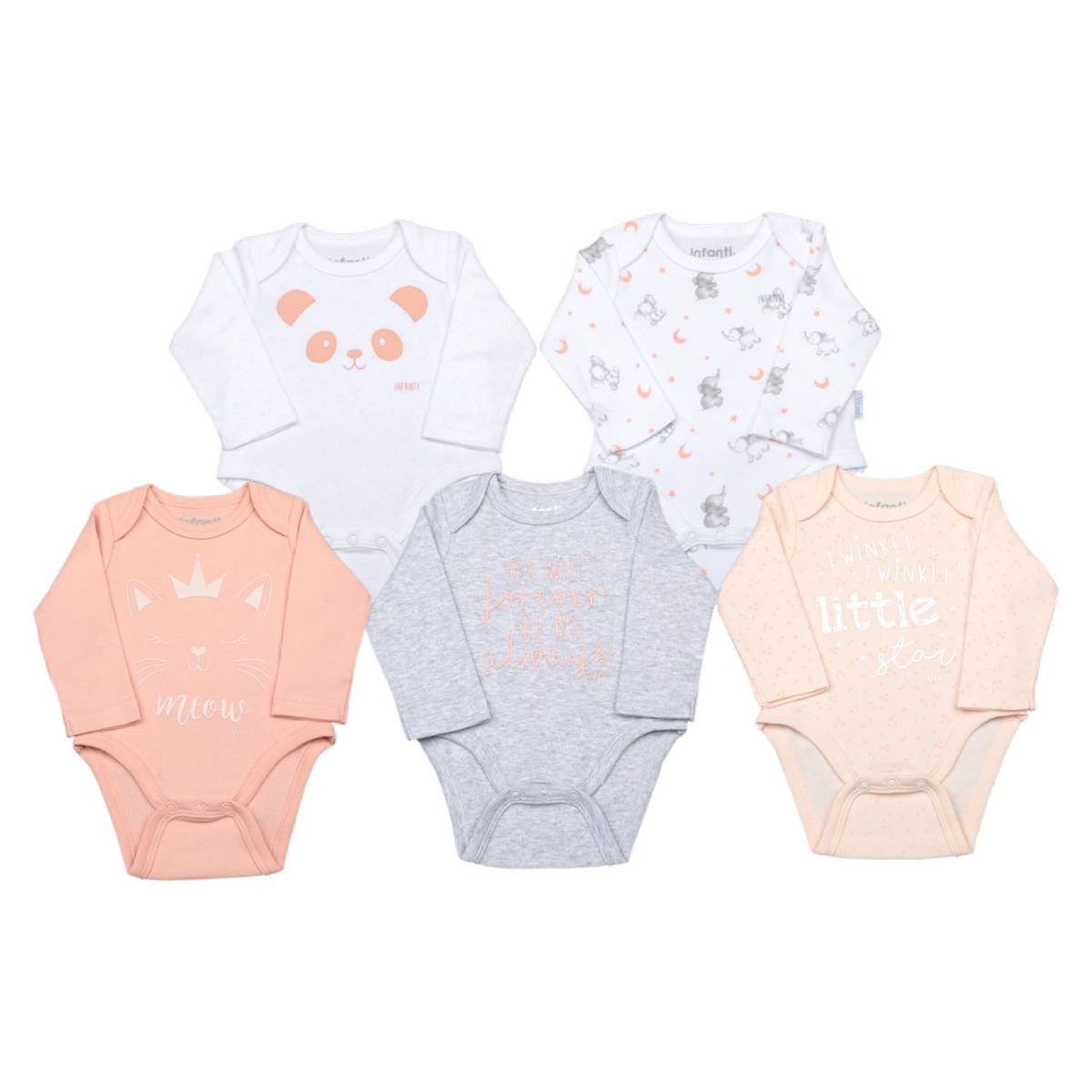 INFANTI - Pack 5 Piezas Body Algodón Niña