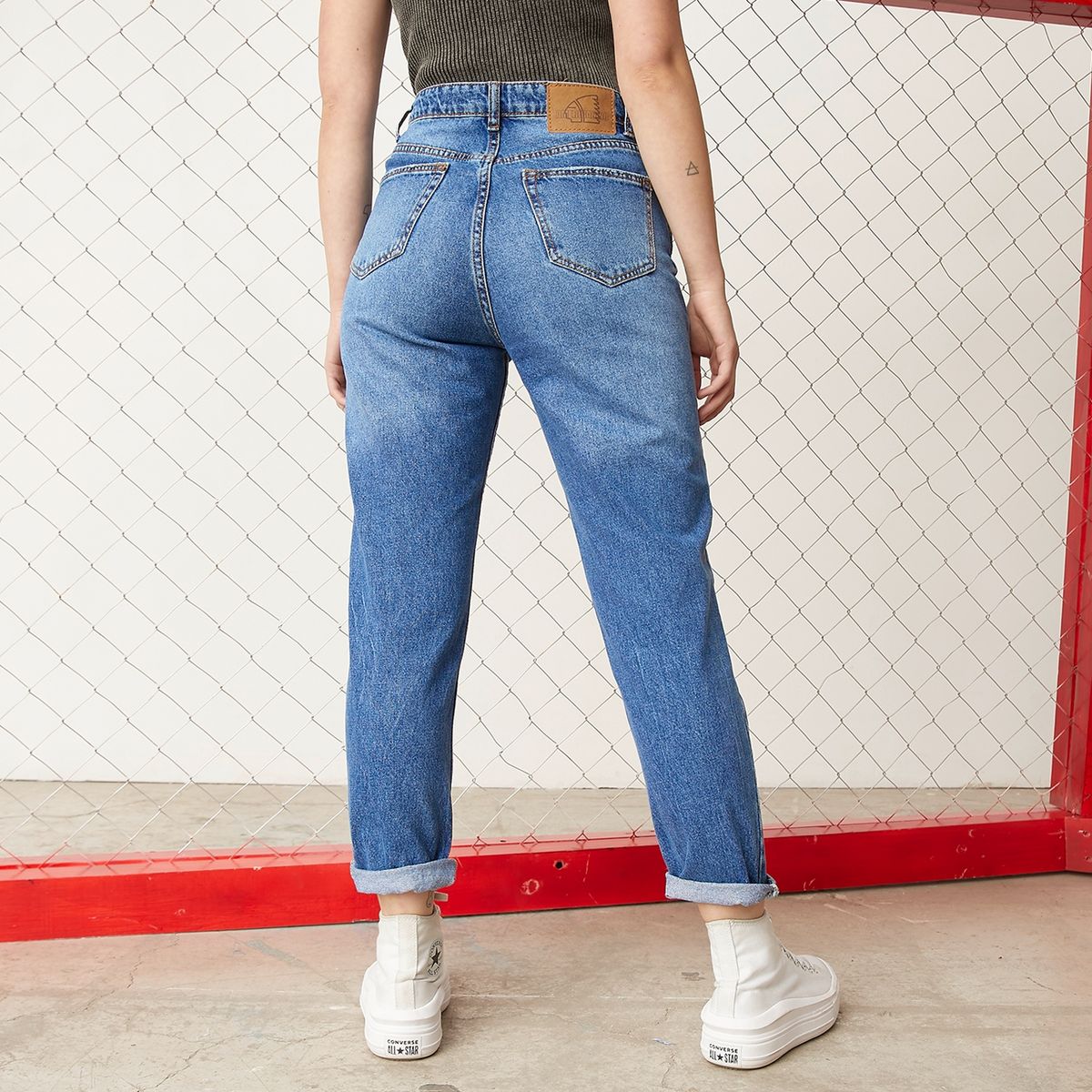 AMERICANINO - Americanino Jeans Mom Tiro Alto Algodón Mujer