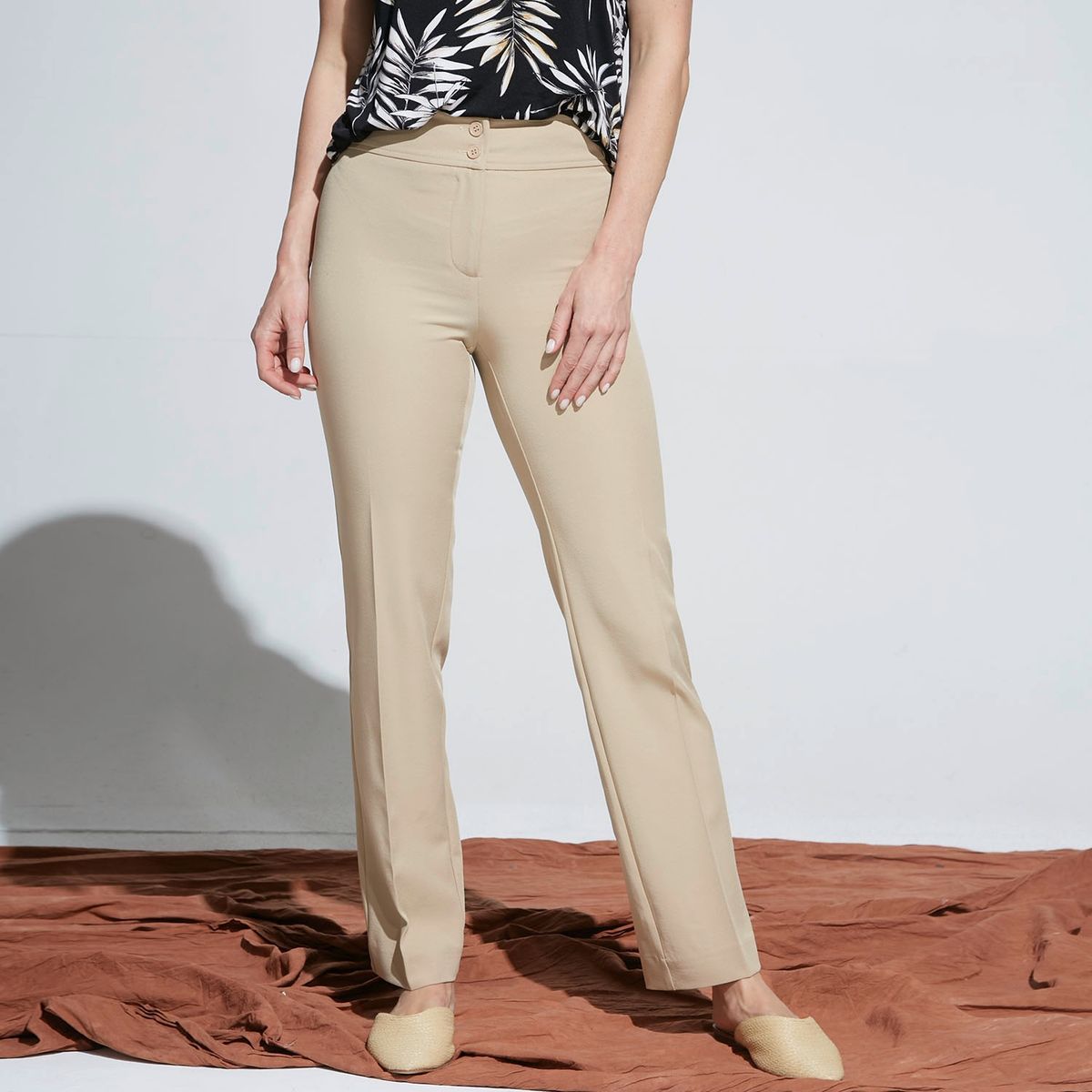 S COCCI - Pantalón Recto Tiro Alto Cocci Mujer Estilo Casual