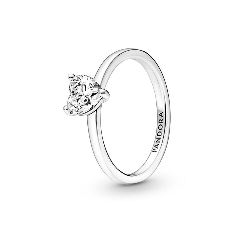PANDORA - Anillo Solitario Corazón Brillante Mujer Pandora