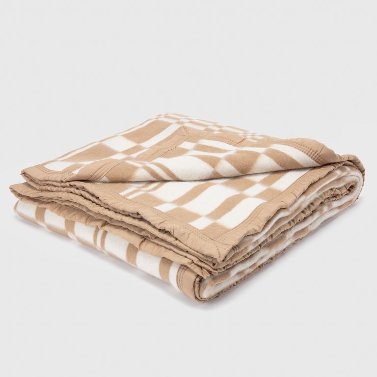 Frazada Lana Diseño Escocés Beige
