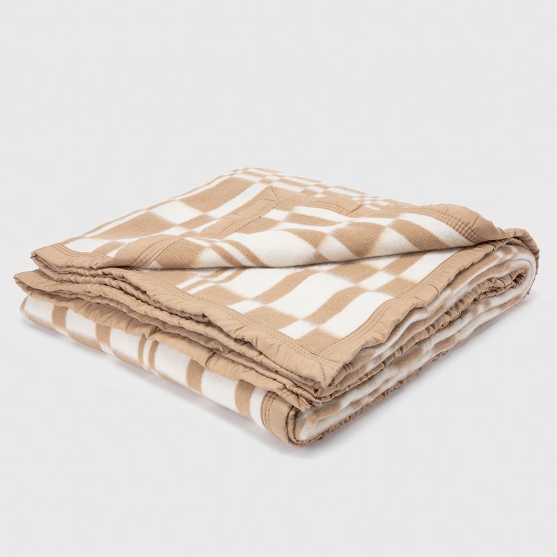 MICA - Frazada Lana Mica Diseño Escocés Beige