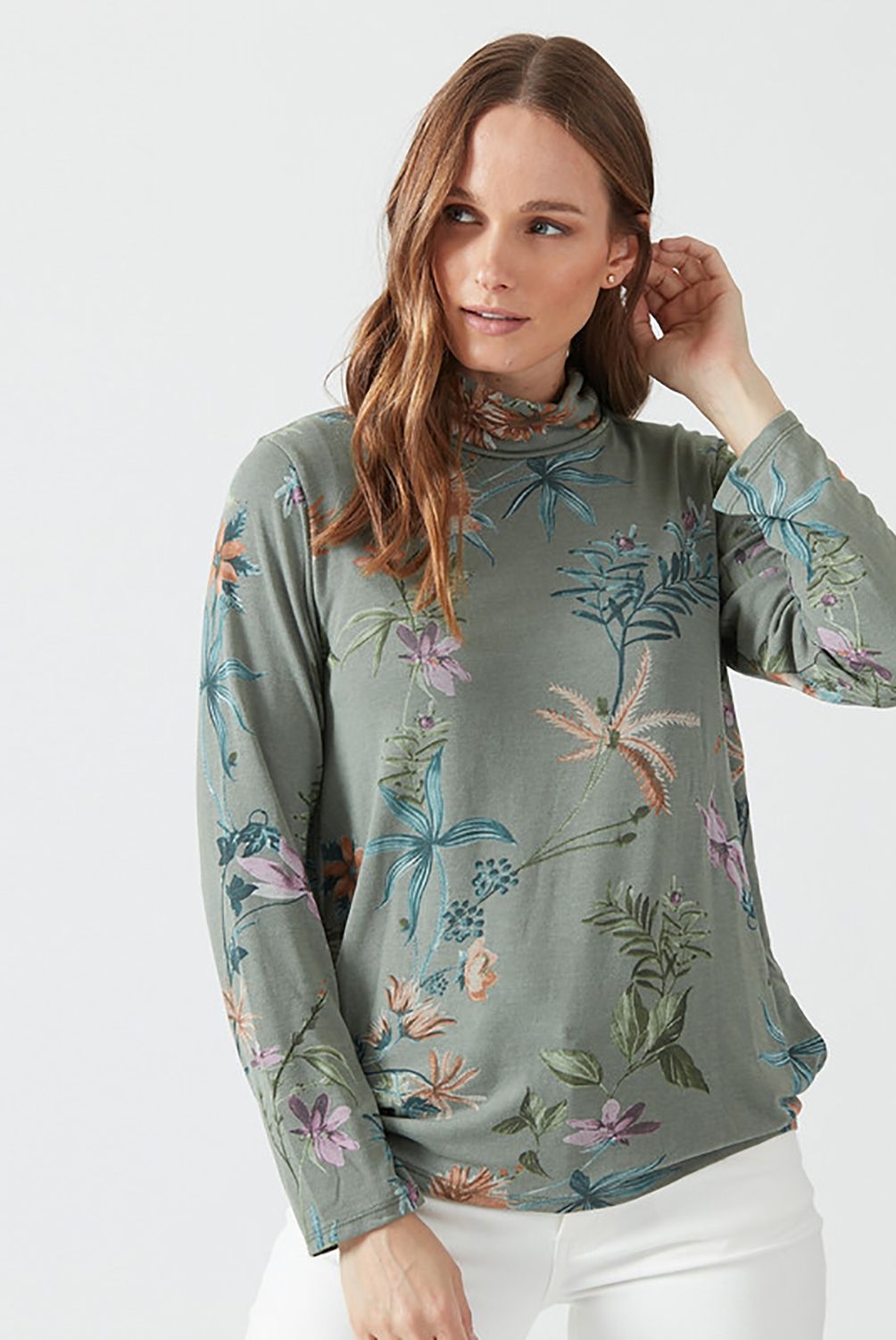 PRIVILEGE - Polera Cuello Alto Estampada