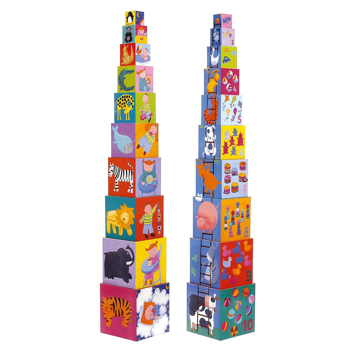 DJECO - Djeco Cubos Apilables Graciosos 10 Piezas